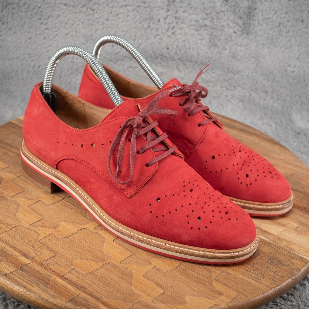 AQUATALIA By Marvin K Red Leather‎ Nubuck Oxford Loafers Women's 7.5 Made ITALY